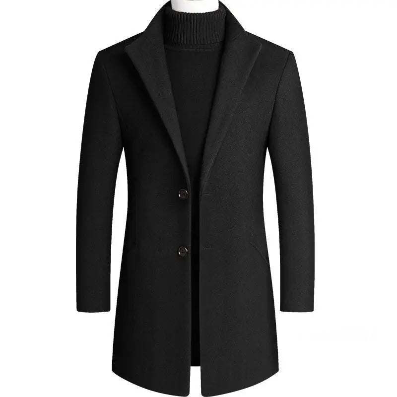 New Winter Men Cashmere Woolen Blends Slim Trench Coats Long Warm Jackets High Quality Male Business Casual Trench Coats Size 4X - PratSN