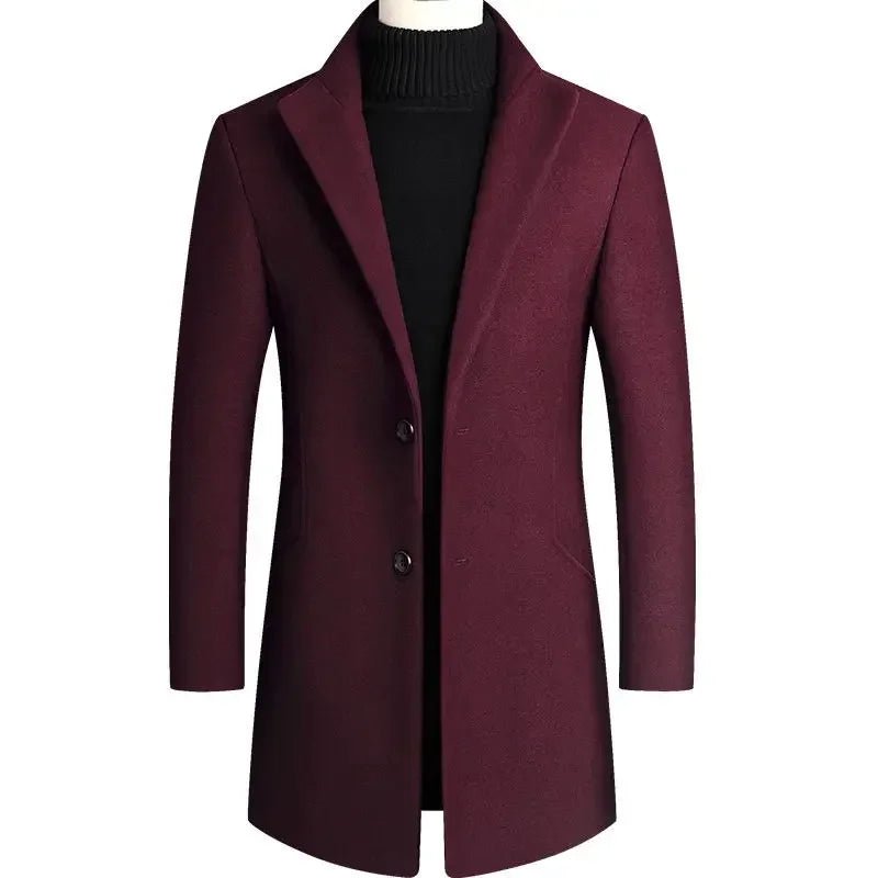 New Winter Men Cashmere Woolen Blends Slim Trench Coats Long Warm Jackets High Quality Male Business Casual Trench Coats Size 4X - PratSN