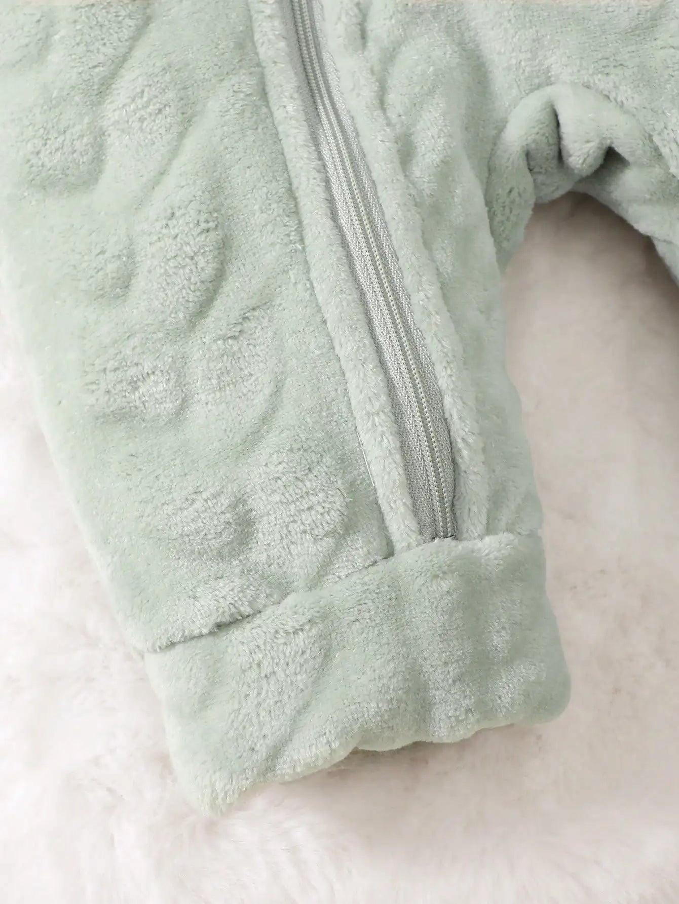 Newborn Baby Boy Autumn and winter Plush Jumpsuit Hooded Long sleeved Zipper Jumpsuit suitable for Male babies aged 0 - 18 Months - PratSN