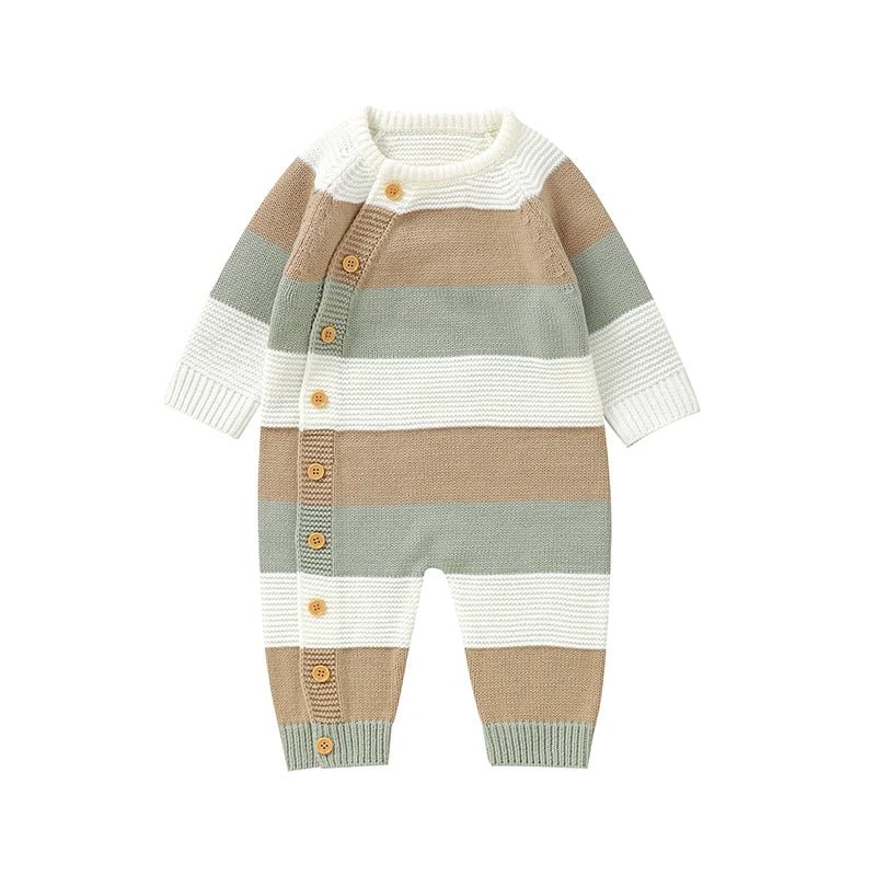 Newborn Baby Romper Knitted Girl Kid Clothing Long Sleeve Autumn 0 - 18M Overalls Infant Jumpsuit Fashion Striped Toddler Playsuit - PratSN