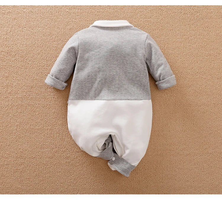 Newborn Clothes Spring And Autumn 0 - 18m Gentleman Style Handsome Formal Dress Party Cotton Comfortable Long Sleeved BabyJumpsuit - PratSN