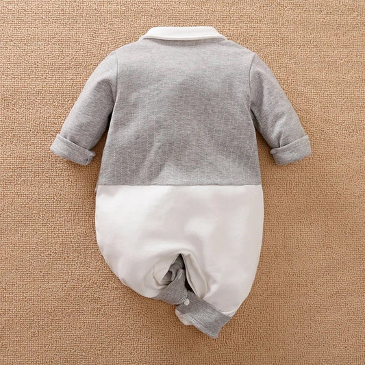 Newborn Clothes Spring And Autumn 0 - 18m Gentleman Style Handsome Formal Dress Party Cotton Comfortable Long Sleeved BabyJumpsuit - PratSN