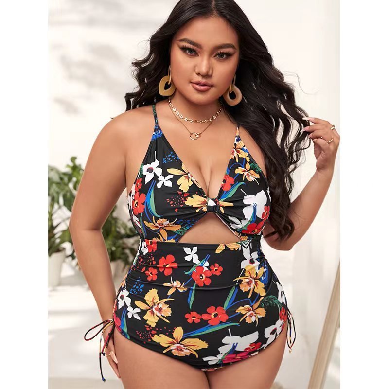 One - piece Swimsuit Fat Woman Plus Size Bikini Hollow Push Up - PratSN