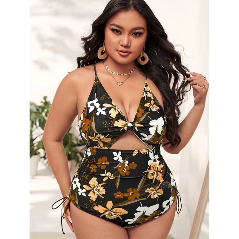 One - piece Swimsuit Fat Woman Plus Size Bikini Hollow Push Up - PratSN