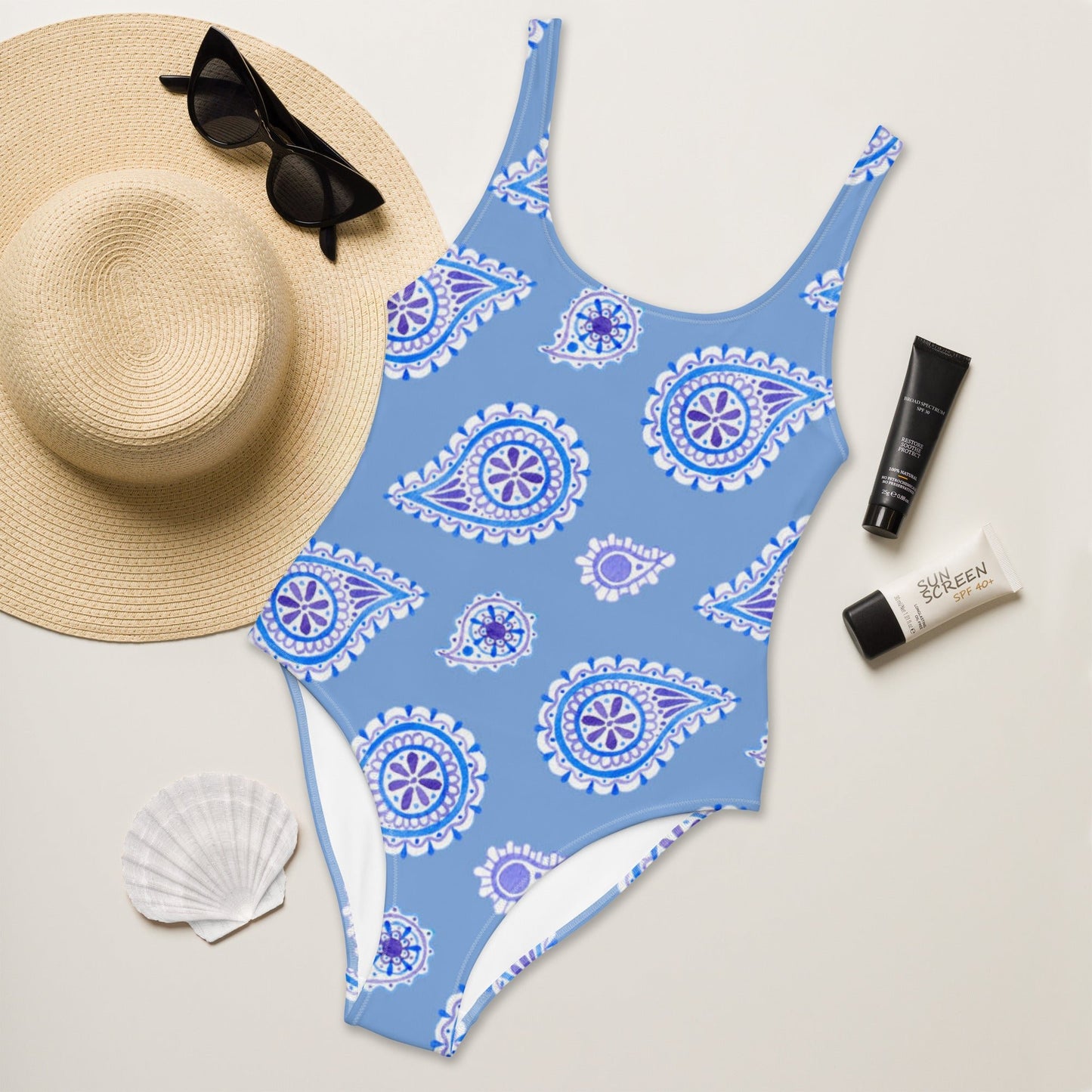 One - Piece Swimsuit, Sky Blue Swimsuit, Women's Swimwear, Bathing Suit, Outfit Swimsuit, Beachwear, Bathing Suit - PratSN