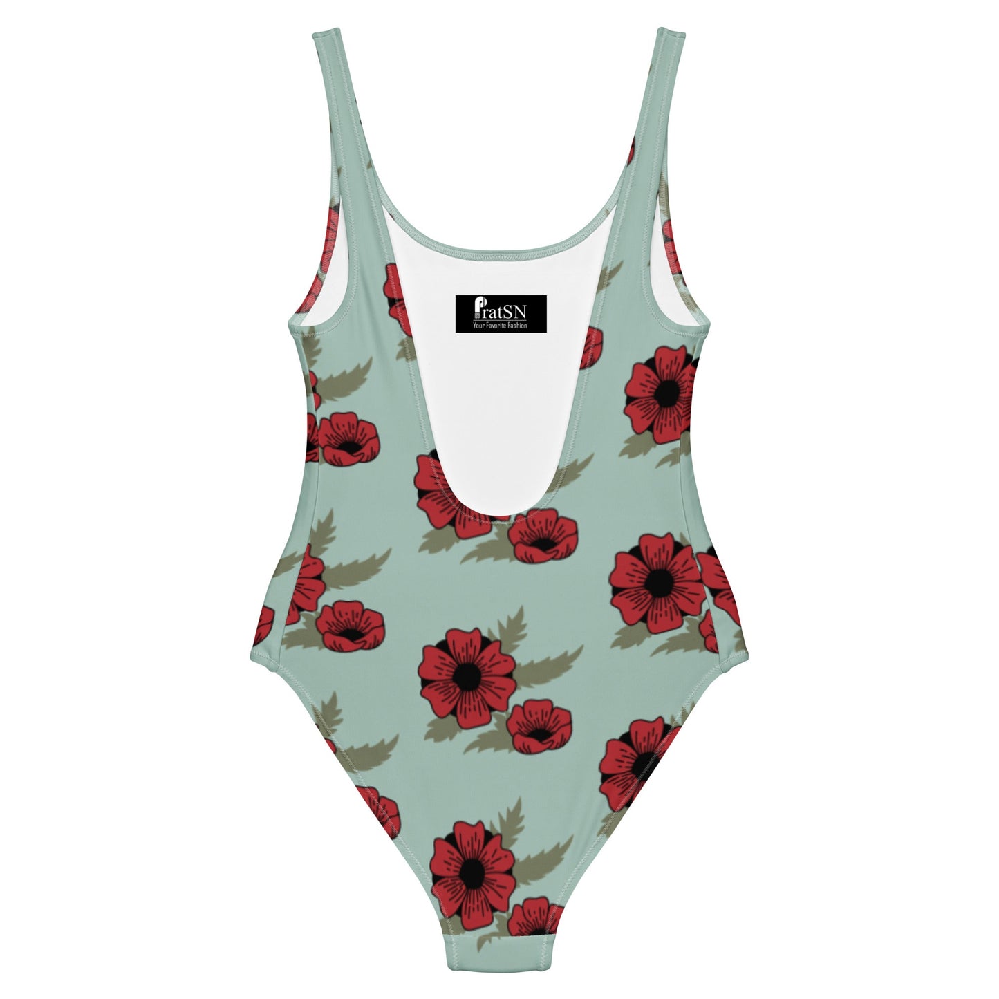 One - Piece Swimsuit | Women Modest Tummy Control Swimdress Opal Red Floral Swiming Dress - PratSN