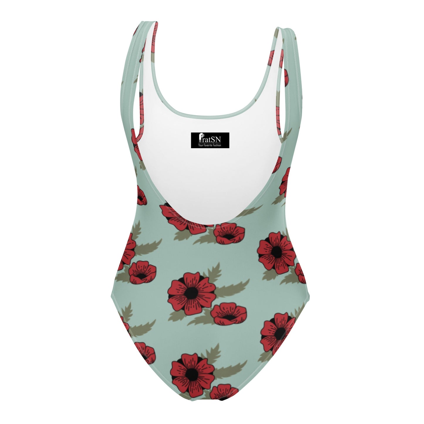 One - Piece Swimsuit | Women Modest Tummy Control Swimdress Opal Red Floral Swiming Dress - PratSN