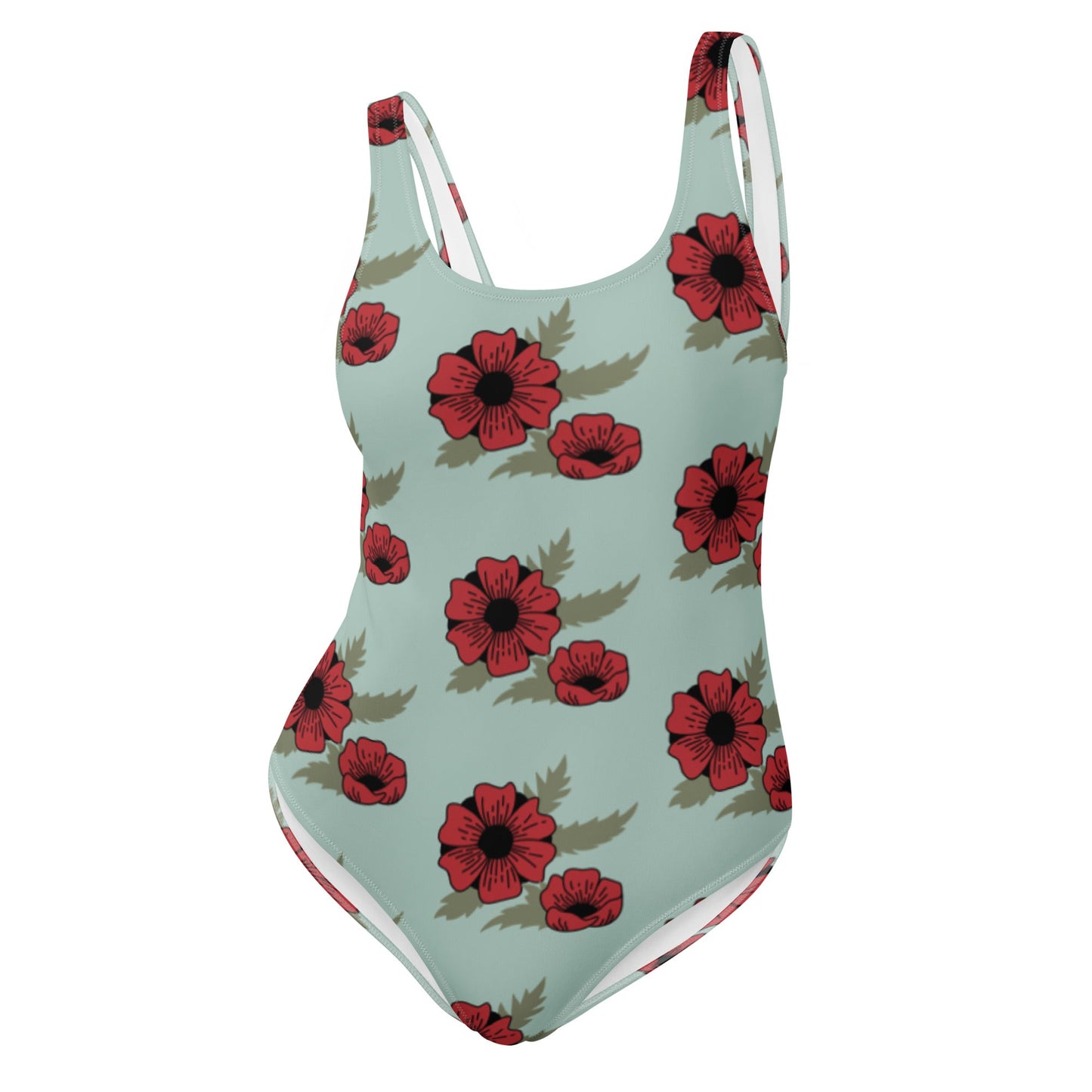 One - Piece Swimsuit | Women Modest Tummy Control Swimdress Opal Red Floral Swiming Dress - PratSN
