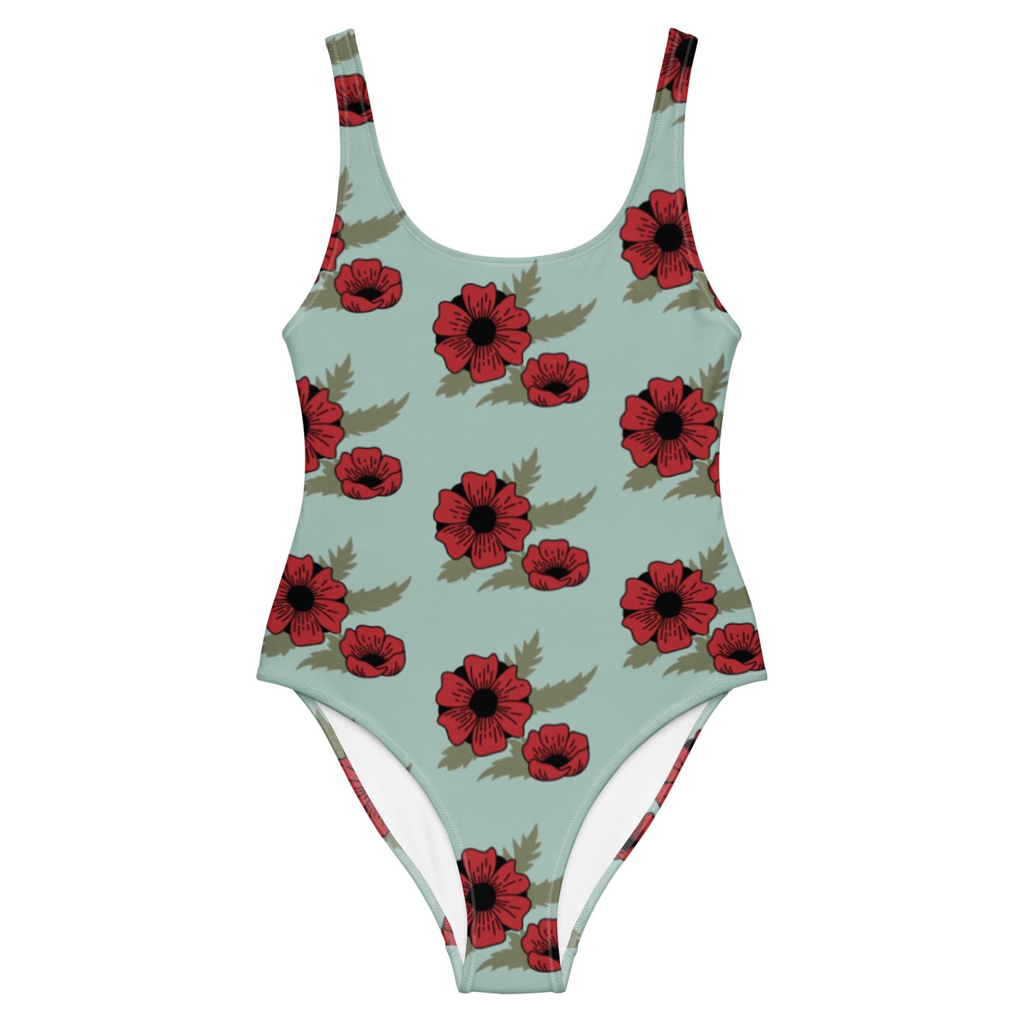 One - Piece Swimsuit | Women Modest Tummy Control Swimdress Opal Red Floral Swiming Dress - PratSN