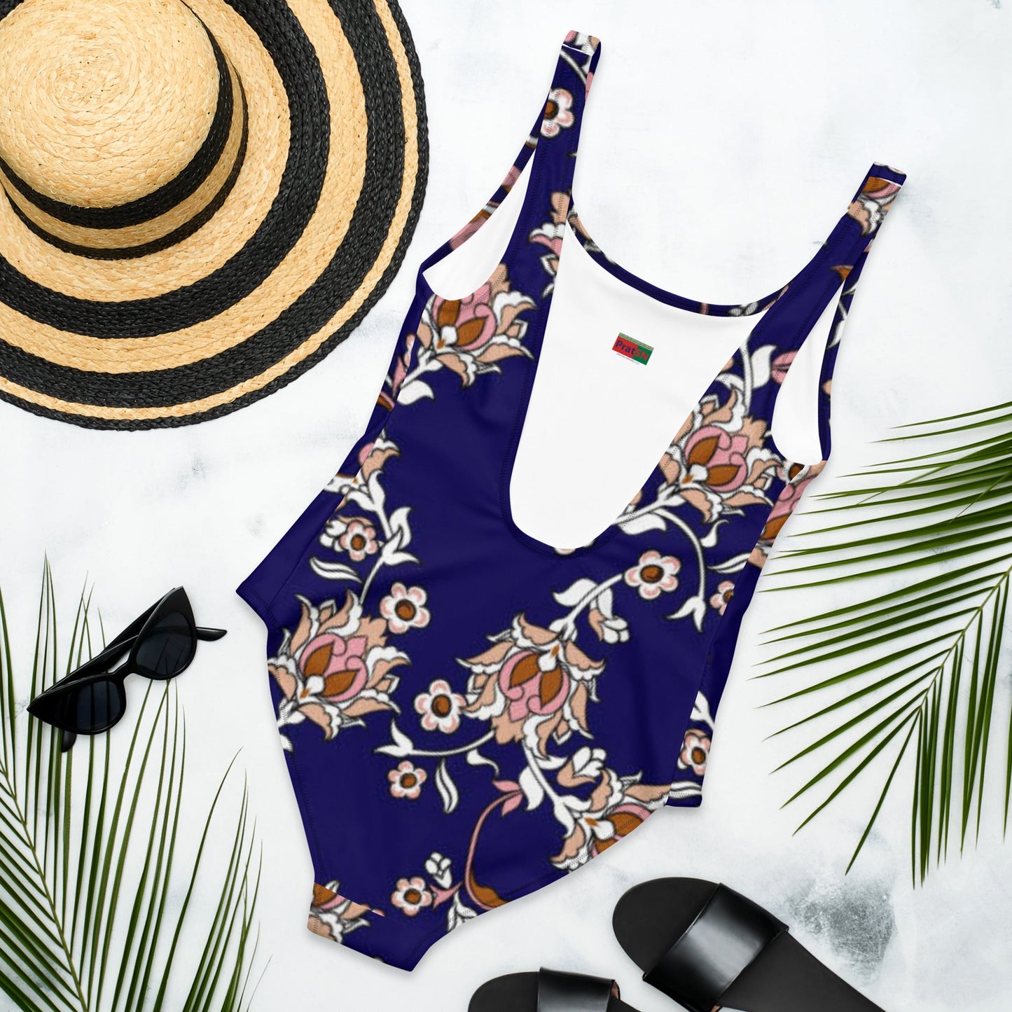 One - Piece Swimsuit, Women's Floral Blue Swimsuit, Swimwear, Bathing Suit, Outfit Swimsuit, Beachwear, Bathing Suit - PratSN