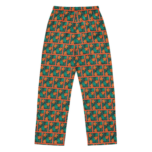 Orange Hibiscus print Women’s pajama pants - PratSN
