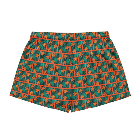 Orange Hibiscus print Women’s pajama shorts - PratSN