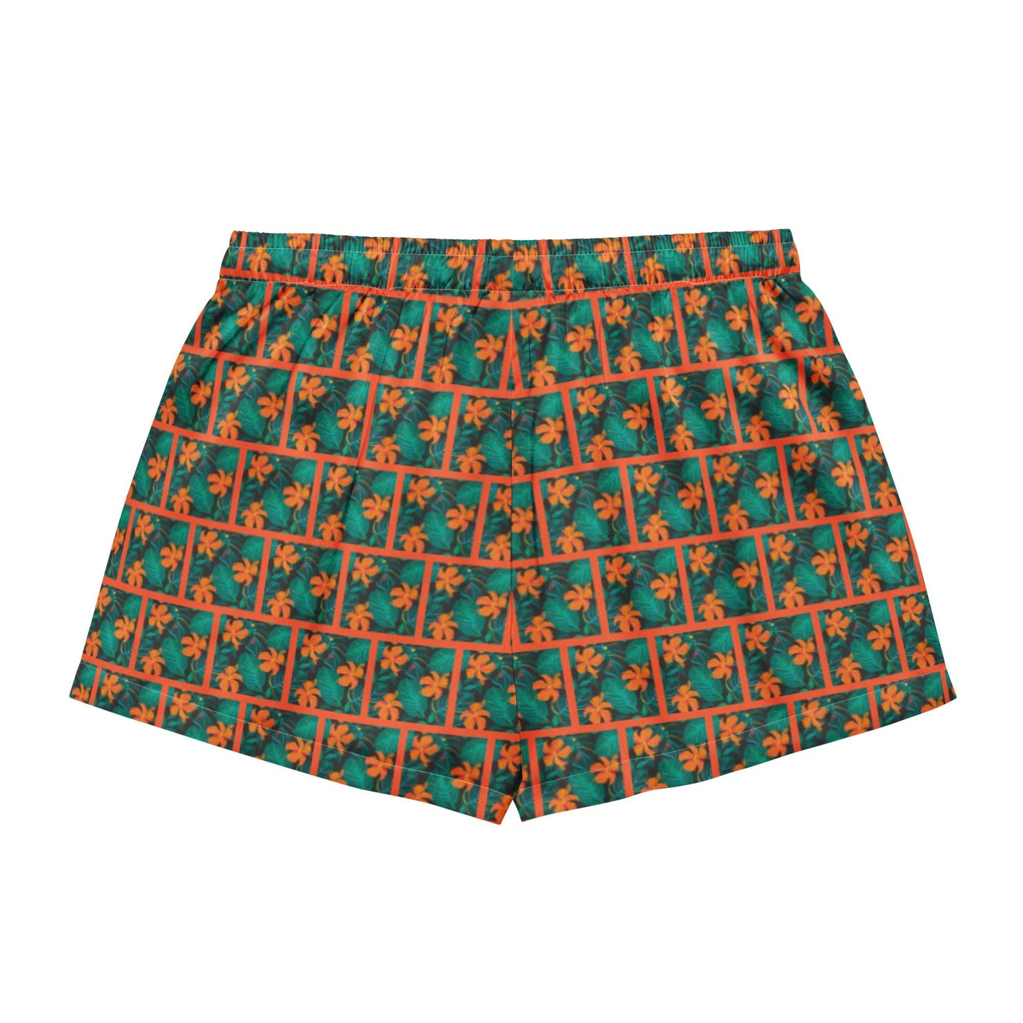 Orange Hibiscus print Women’s pajama shorts - PratSN