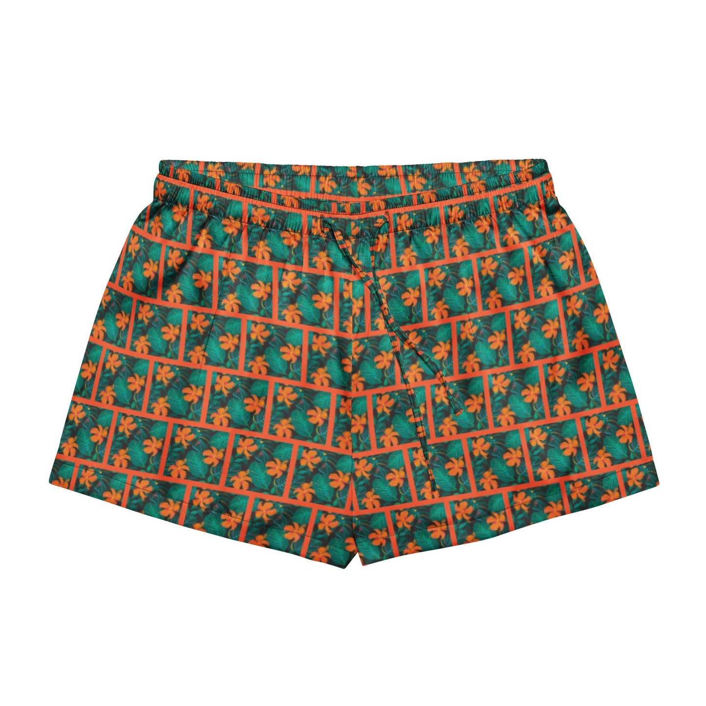 Orange Hibiscus print Women’s pajama shorts - PratSN