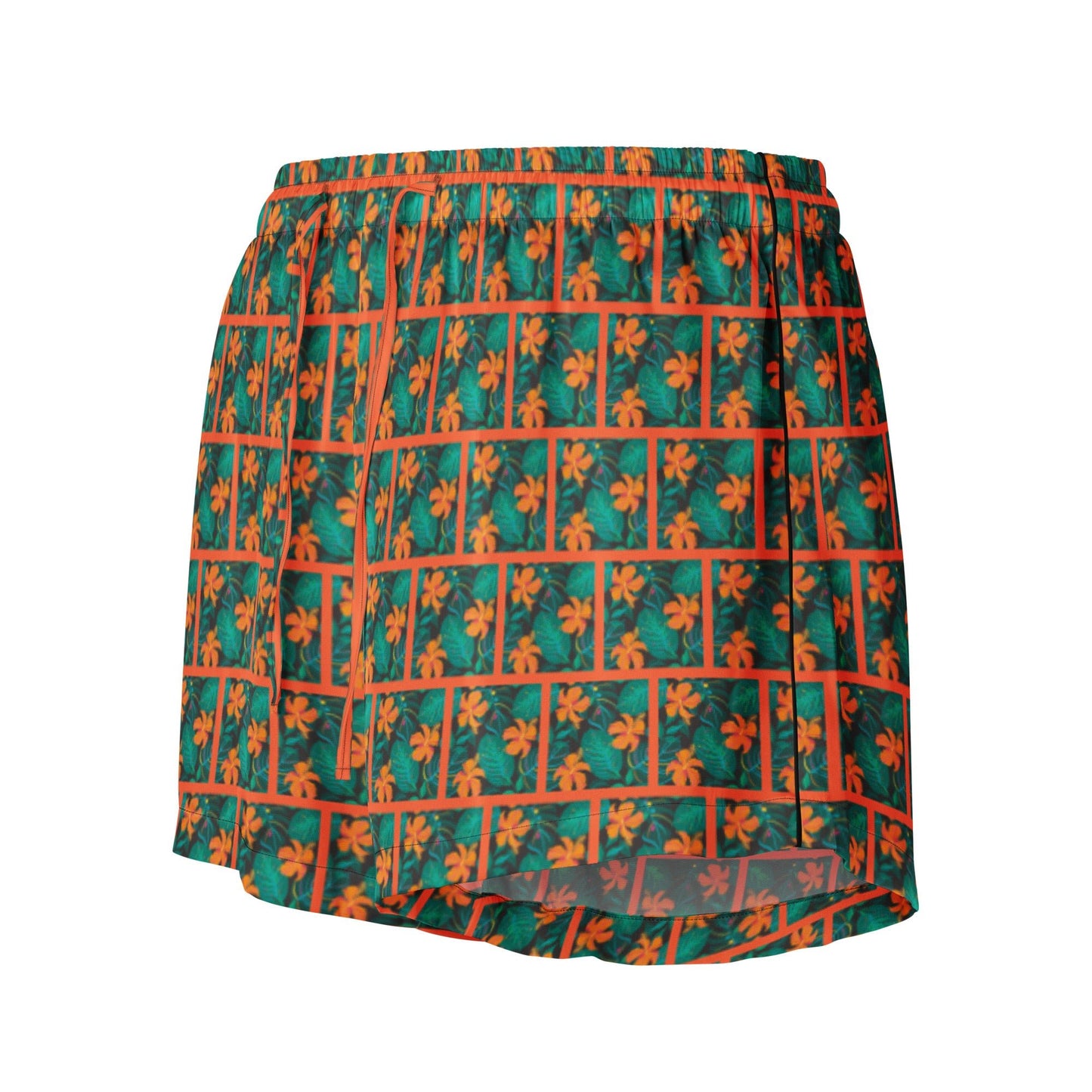 Orange Hibiscus print Women’s pajama shorts - PratSN