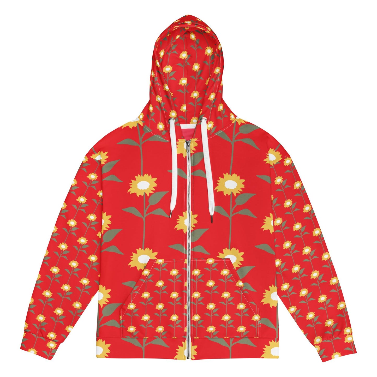 Orange yellow floral Unisex zip hoodie - PratSN