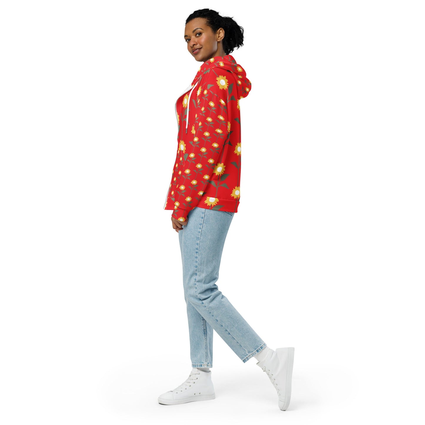 Orange yellow floral Unisex zip hoodie - PratSN