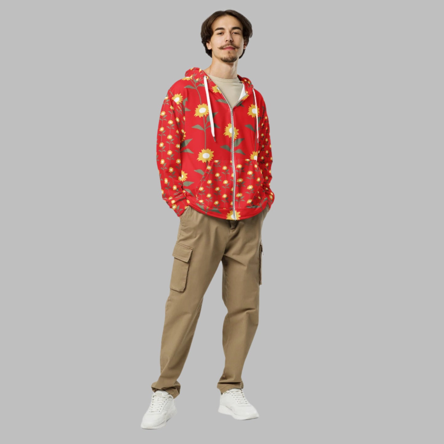 Orange yellow floral Unisex zip hoodie - PratSN