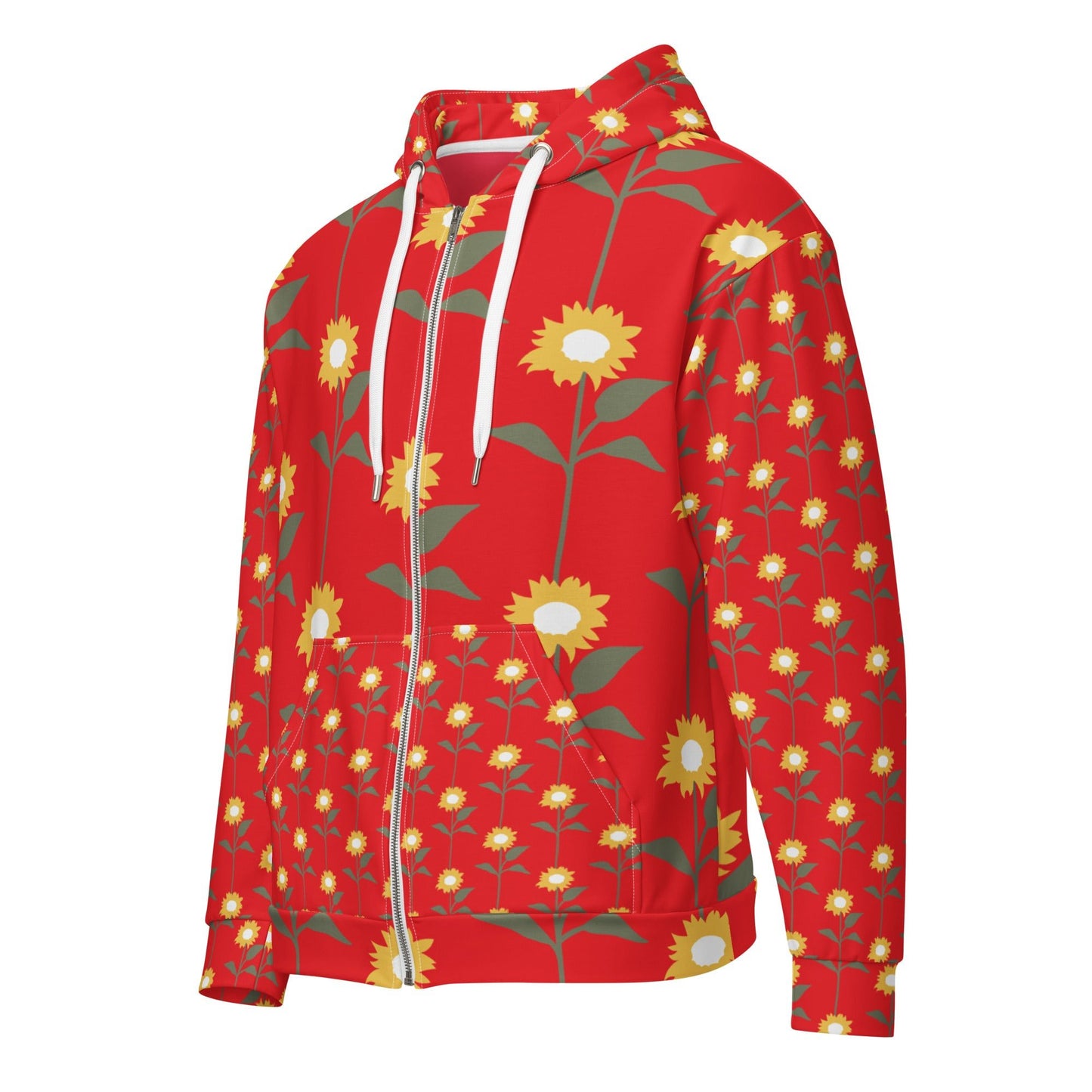 Orange yellow floral Unisex zip hoodie - PratSN