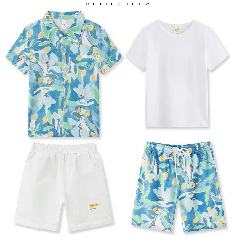 Parent - child Matching Beach Couple Daughter Same Dress Father Son Shirts SetClothes Summer Vacation Look Family Clothing Mother - PratSN