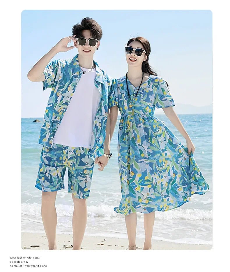Parent - child Matching Beach Couple Daughter Same Dress Father Son Shirts SetClothes Summer Vacation Look Family Clothing Mother - PratSN