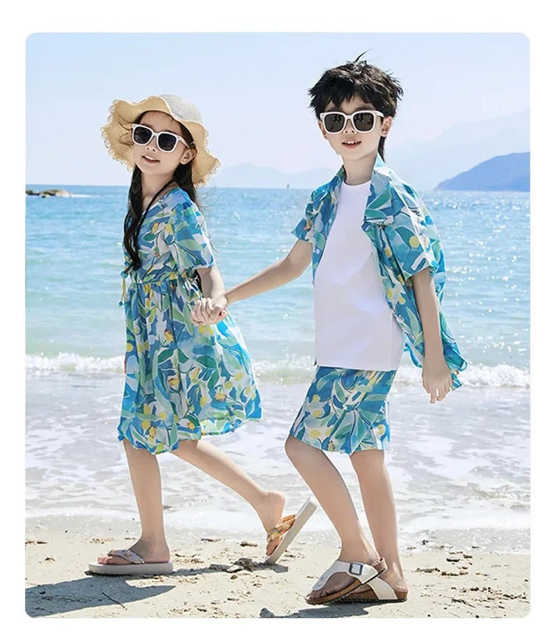 Parent - child Matching Beach Couple Daughter Same Dress Father Son Shirts SetClothes Summer Vacation Look Family Clothing Mother - PratSN