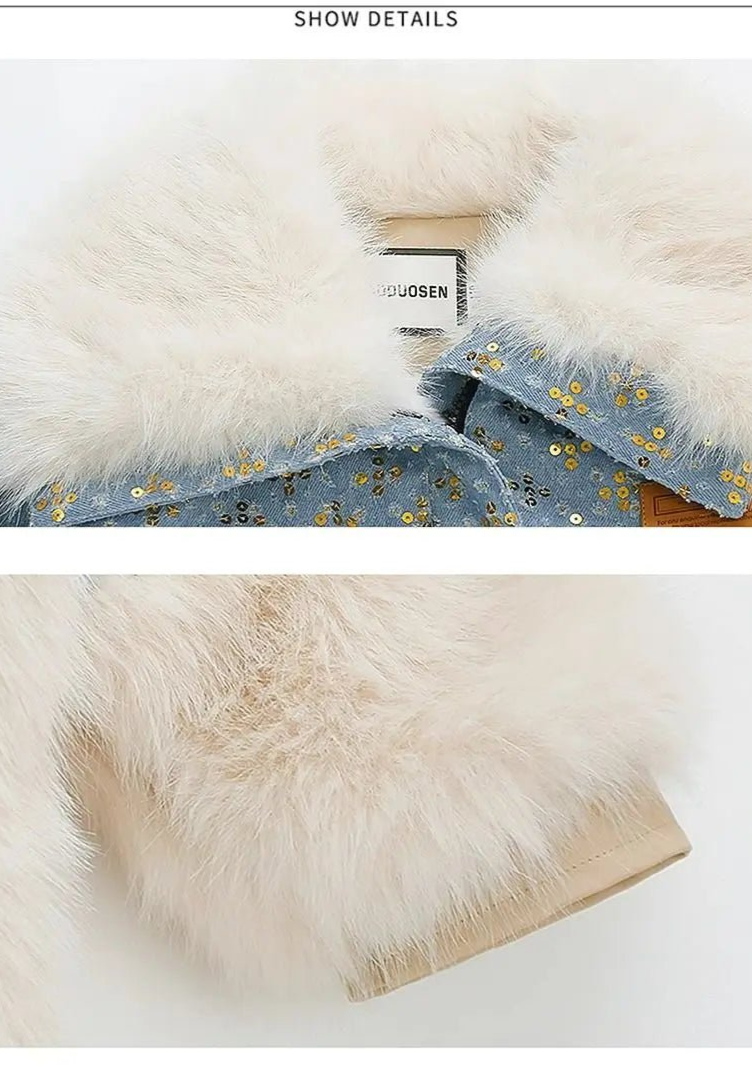 Parkas Winter Season Girl New Fur Lapel Collar Thickening Cowboy Coat Plush Outerwear Fashion 2024 Long Sleeve Cool - PratSN