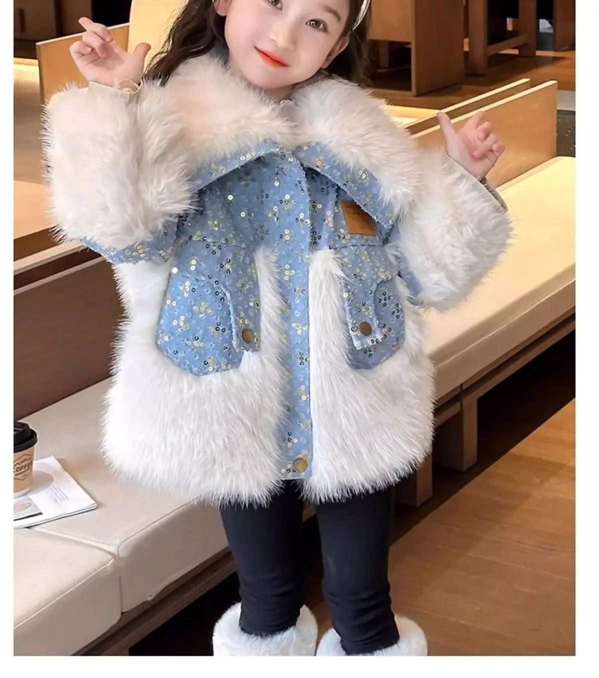 Parkas Winter Season Girl New Fur Lapel Collar Thickening Cowboy Coat Plush Outerwear Fashion 2024 Long Sleeve Cool - PratSN