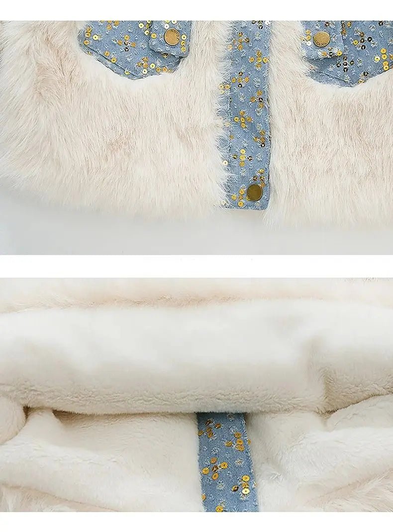 Parkas Winter Season Girl New Fur Lapel Collar Thickening Cowboy Coat Plush Outerwear Fashion 2024 Long Sleeve Cool - PratSN