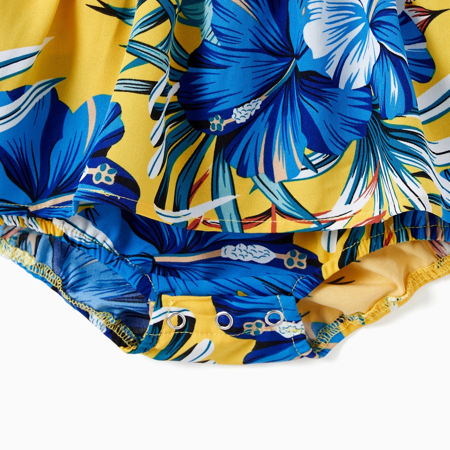 PatPat Family Matching Beach Shirt or Yellow Floral Lace Waist Shirred Back Strap Dress Sets - PratSN