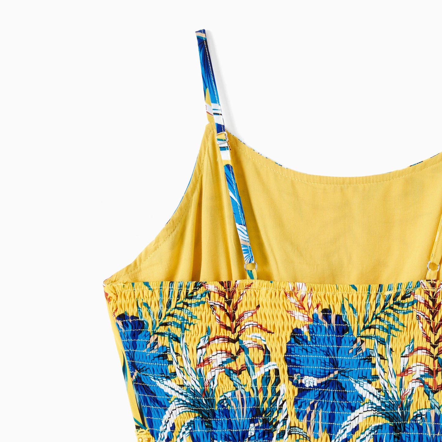 PatPat Family Matching Beach Shirt or Yellow Floral Lace Waist Shirred Back Strap Dress Sets - PratSN