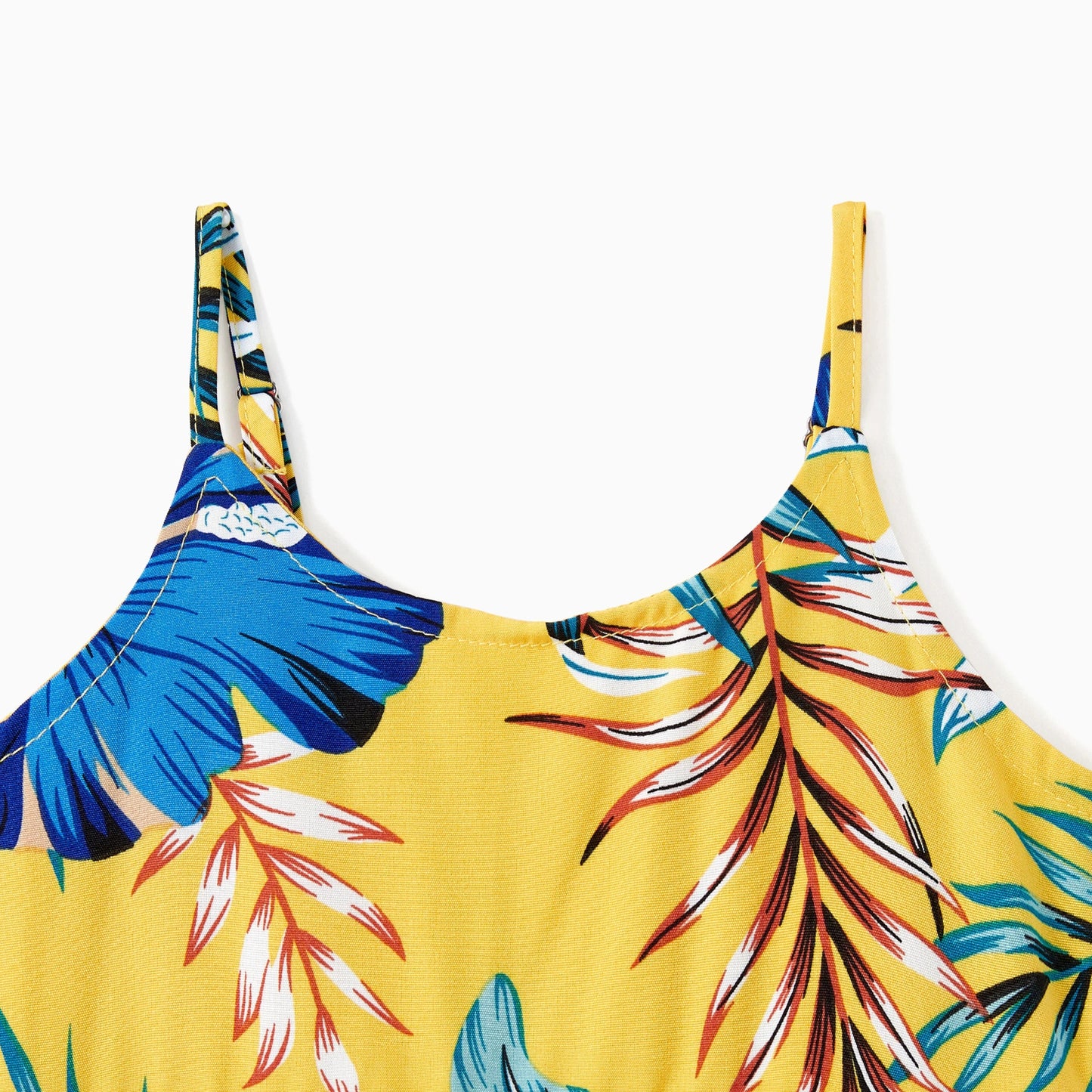 PatPat Family Matching Beach Shirt or Yellow Floral Lace Waist Shirred Back Strap Dress Sets - PratSN