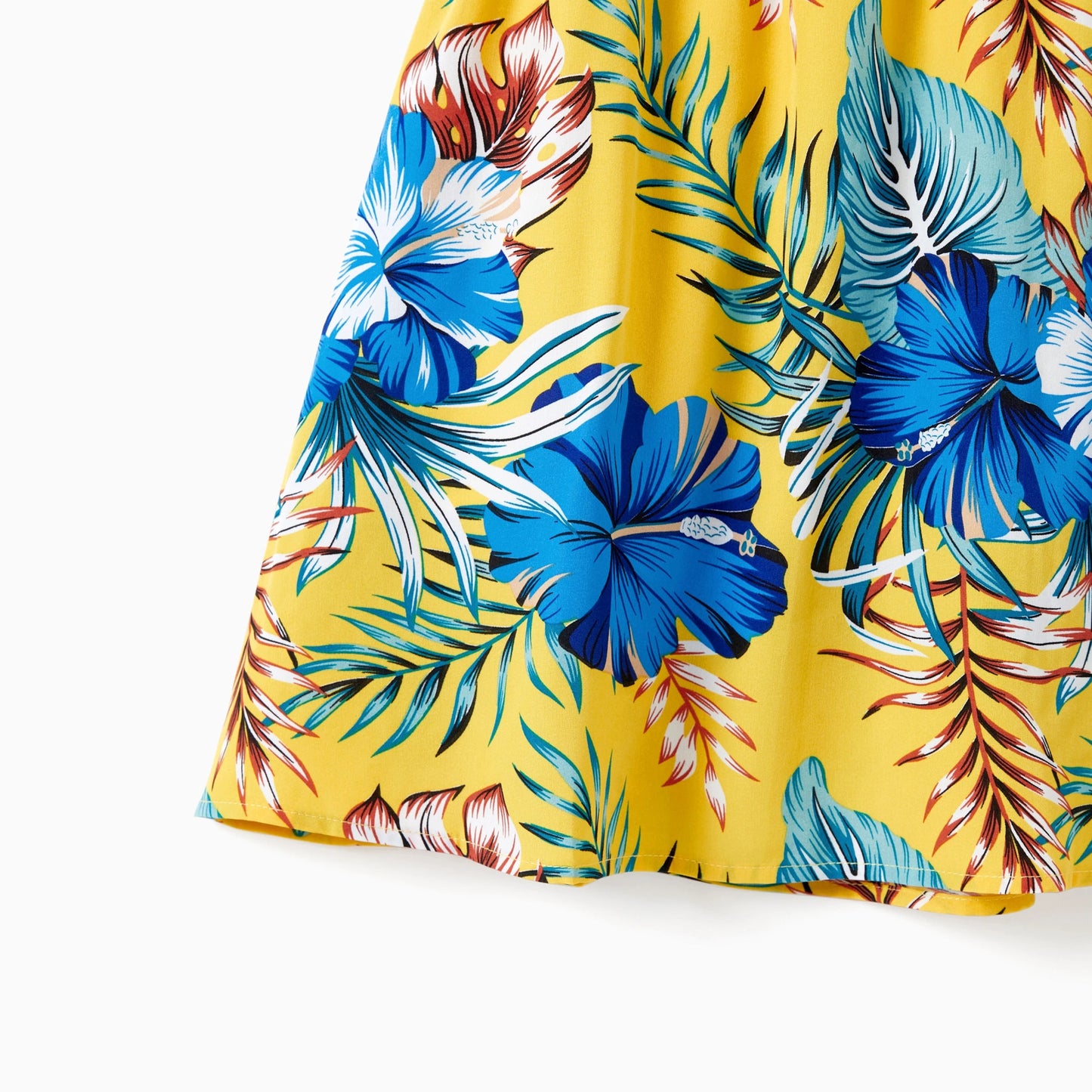 PatPat Family Matching Beach Shirt or Yellow Floral Lace Waist Shirred Back Strap Dress Sets - PratSN