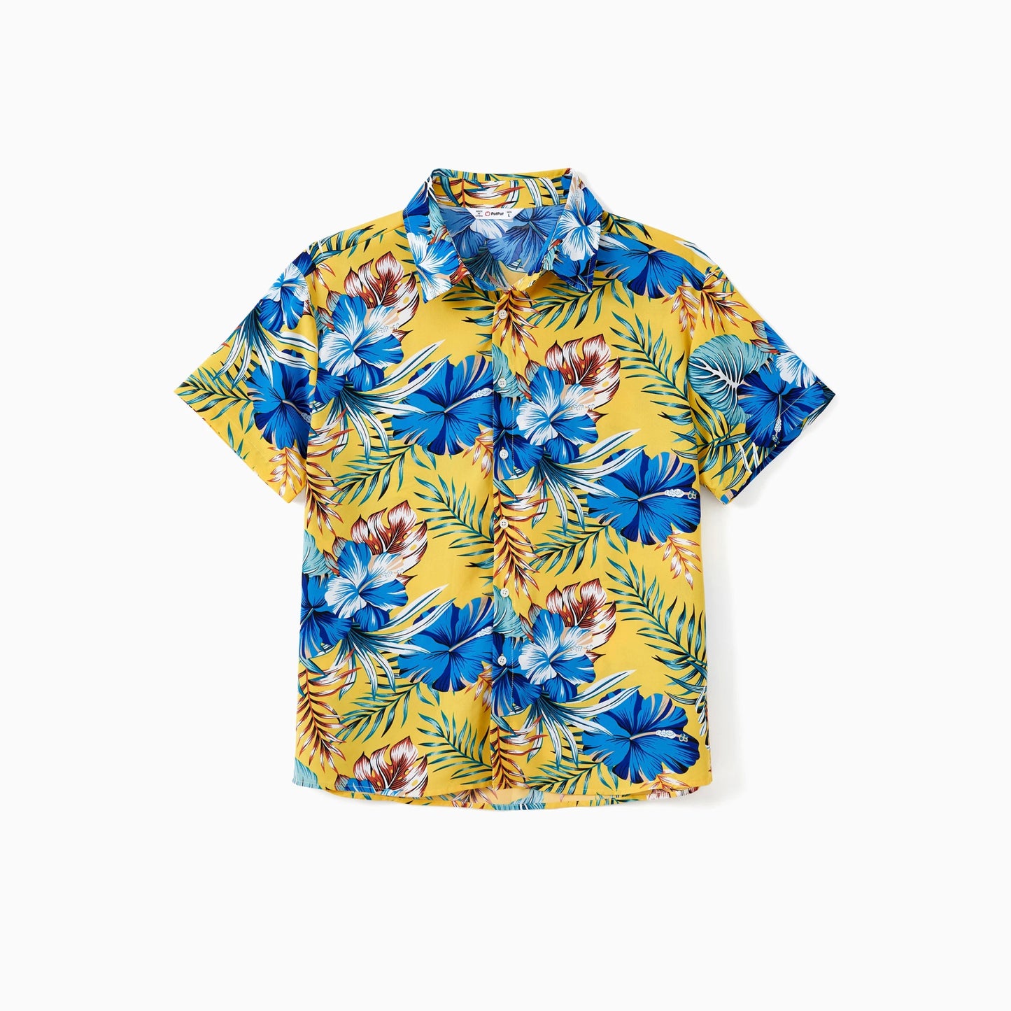 PatPat Family Matching Beach Shirt or Yellow Floral Lace Waist Shirred Back Strap Dress Sets - PratSN