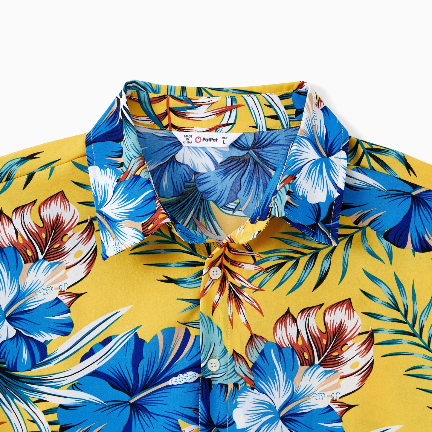 PatPat Family Matching Beach Shirt or Yellow Floral Lace Waist Shirred Back Strap Dress Sets - PratSN