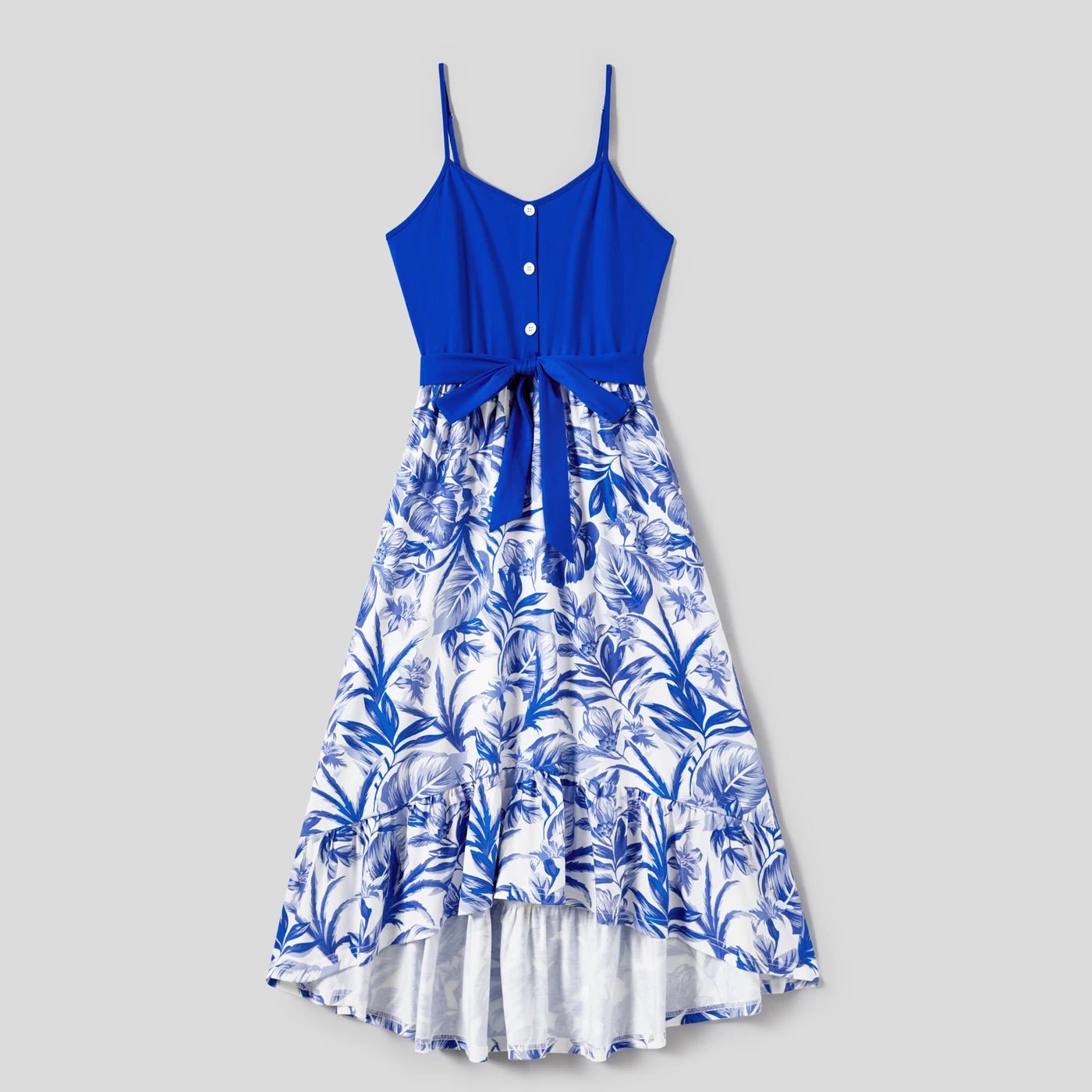 PatPat Family Matching Color Block Sleeveless Shirt and Floral Cami Button Hi - Low Dress Sets - PratSN