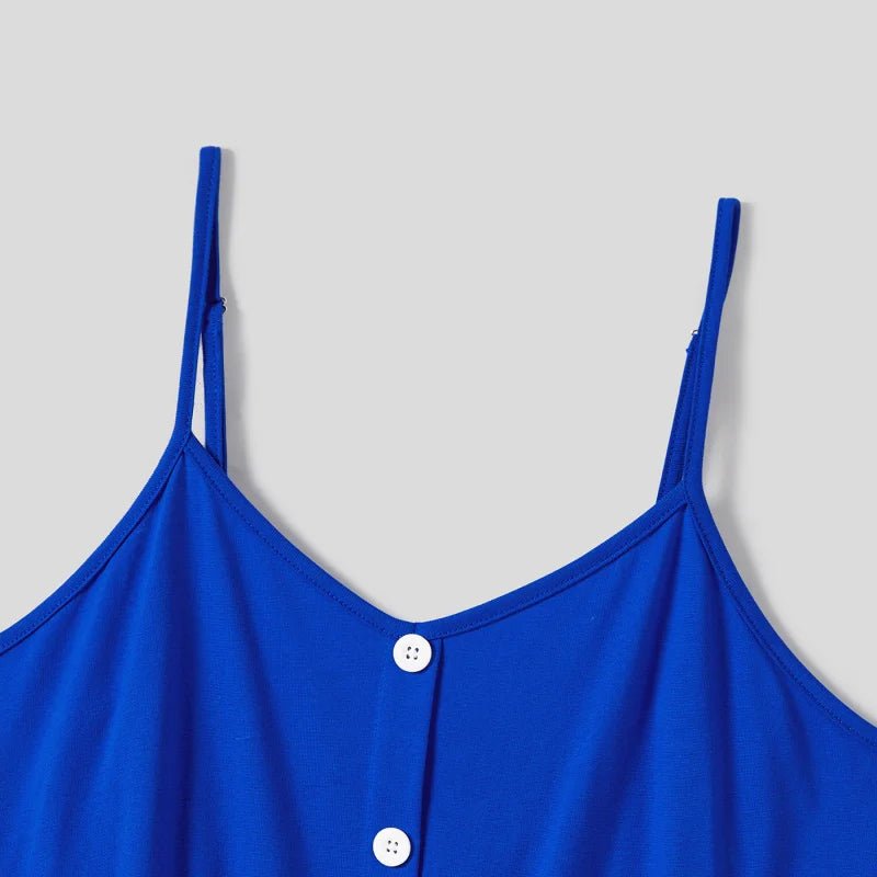 PatPat Family Matching Color Block Sleeveless Shirt and Floral Cami Button Hi - Low Dress Sets - PratSN