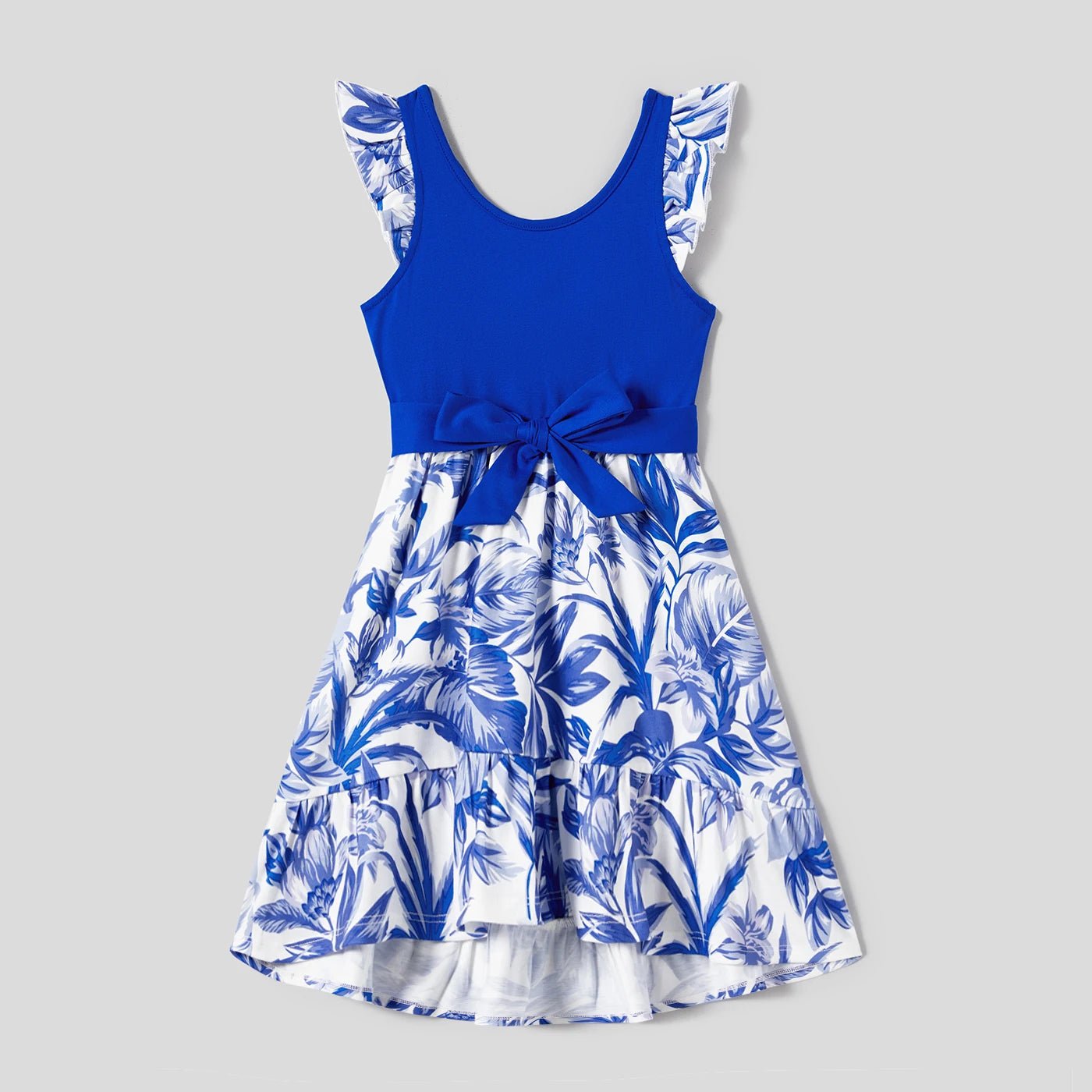 PatPat Family Matching Color Block Sleeveless Shirt and Floral Cami Button Hi - Low Dress Sets - PratSN
