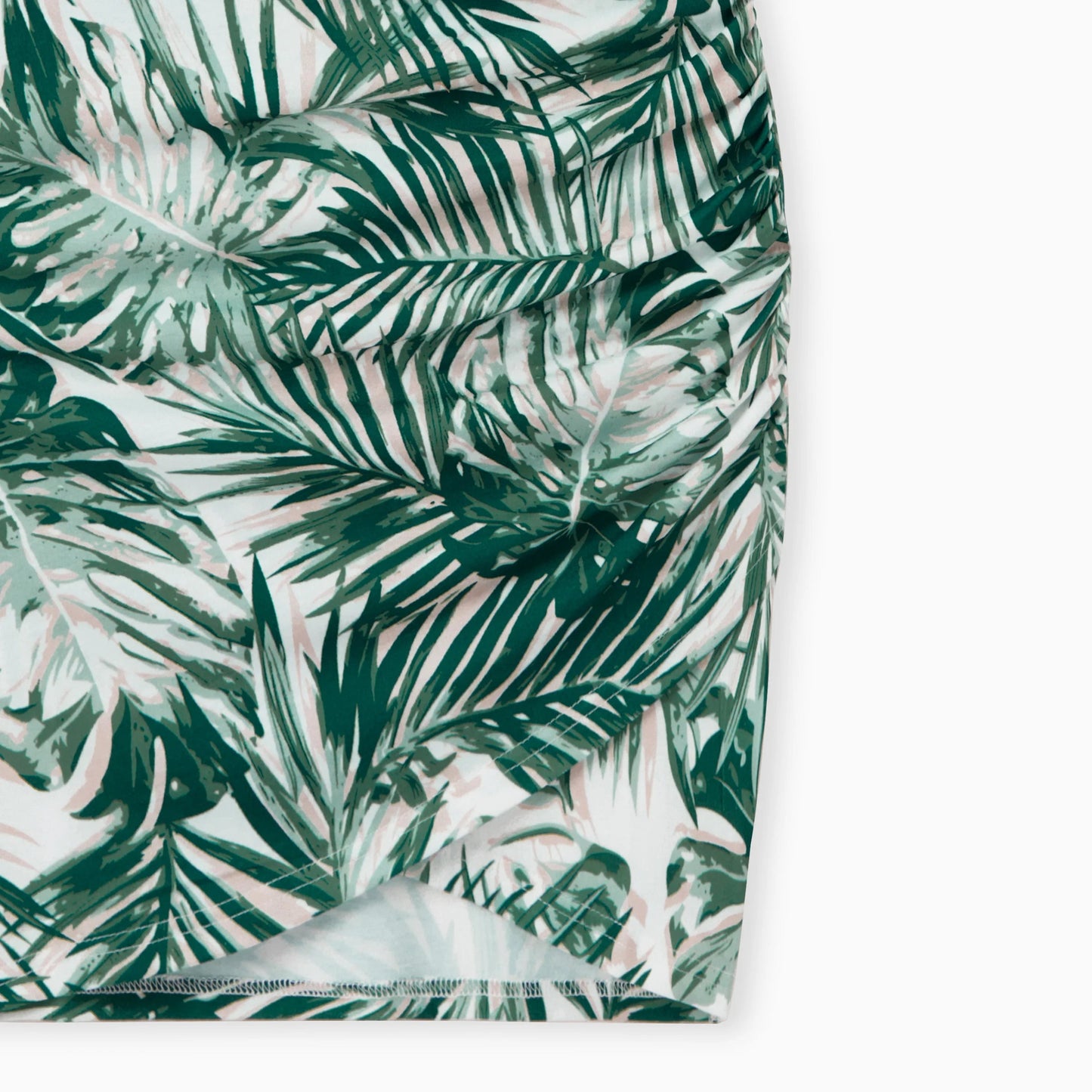 PatPat Family Matching Floral Panel Tee or Tropical Leaf Pattern Button V - Neck Ruched Dress Sets - PratSN