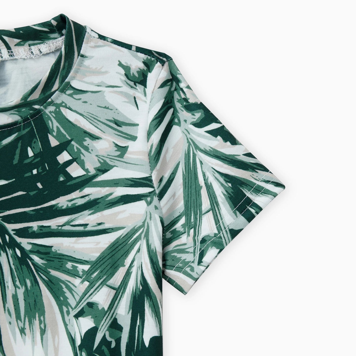 PatPat Family Matching Floral Panel Tee or Tropical Leaf Pattern Button V - Neck Ruched Dress Sets - PratSN