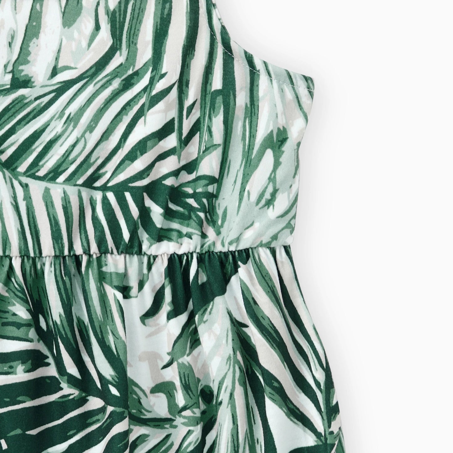 PatPat Family Matching Floral Panel Tee or Tropical Leaf Pattern Button V - Neck Ruched Dress Sets - PratSN