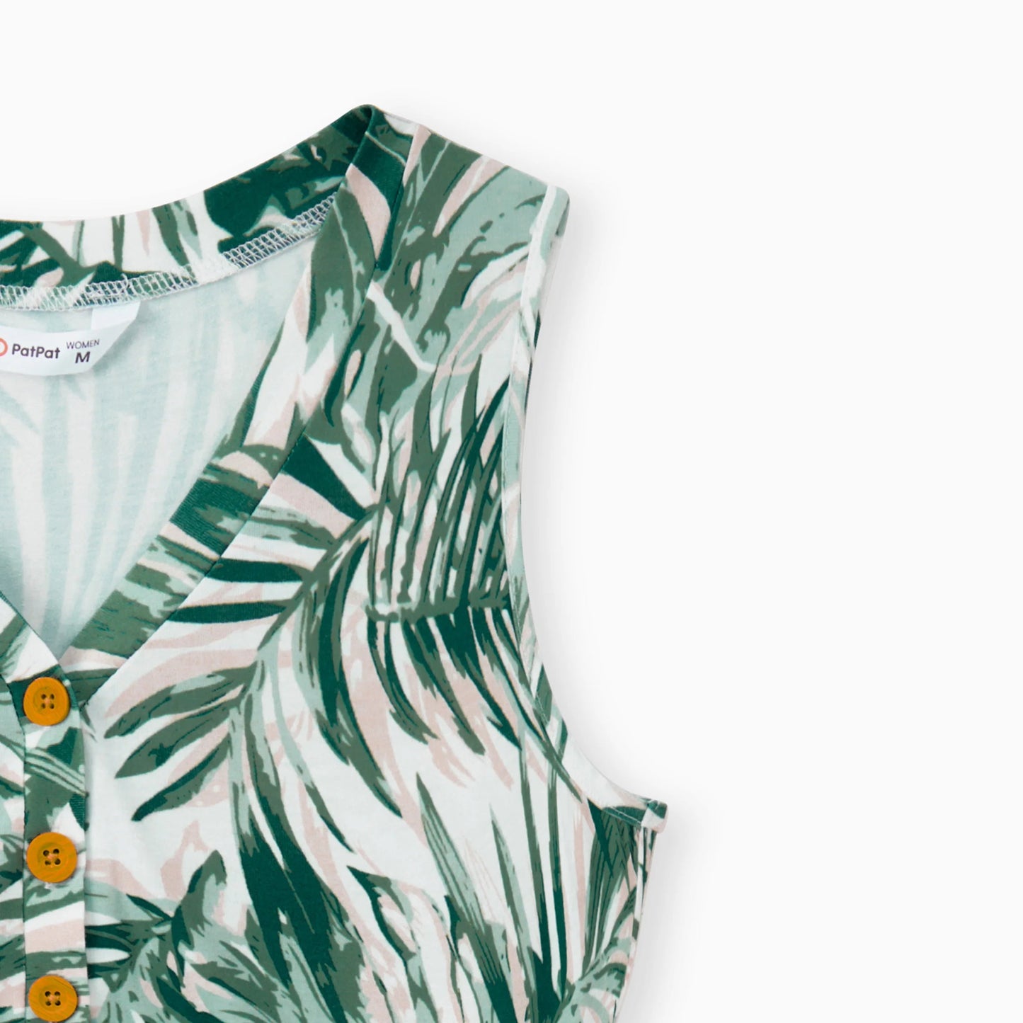 PatPat Family Matching Floral Panel Tee or Tropical Leaf Pattern Button V - Neck Ruched Dress Sets - PratSN