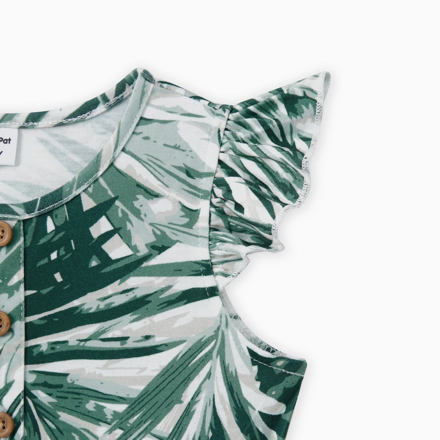 PatPat Family Matching Floral Panel Tee or Tropical Leaf Pattern Button V - Neck Ruched Dress Sets - PratSN