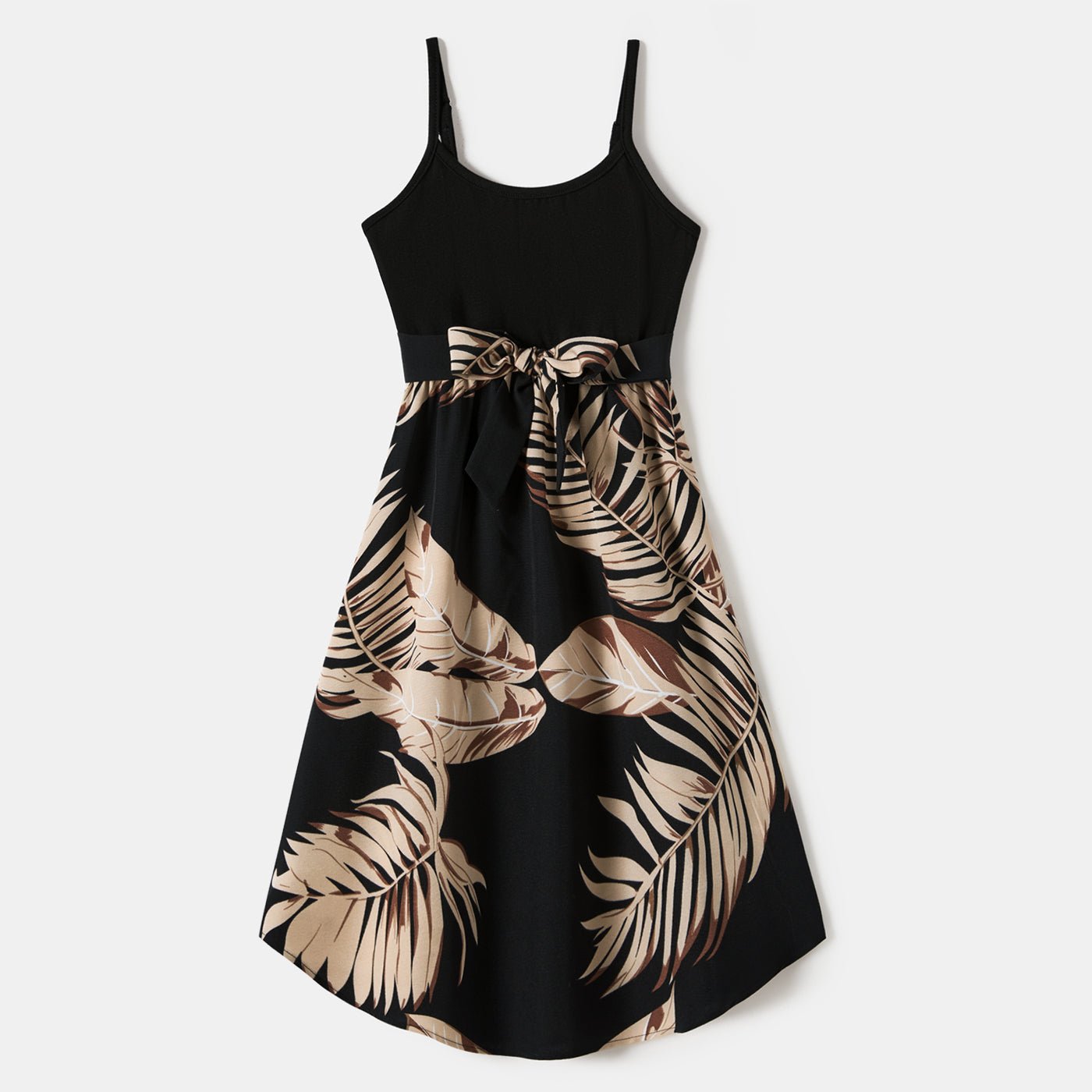 PatPat Family Matching Floral Print Belted Cami Dresses And Solid Short Sleeve Tops Sets - PratSN