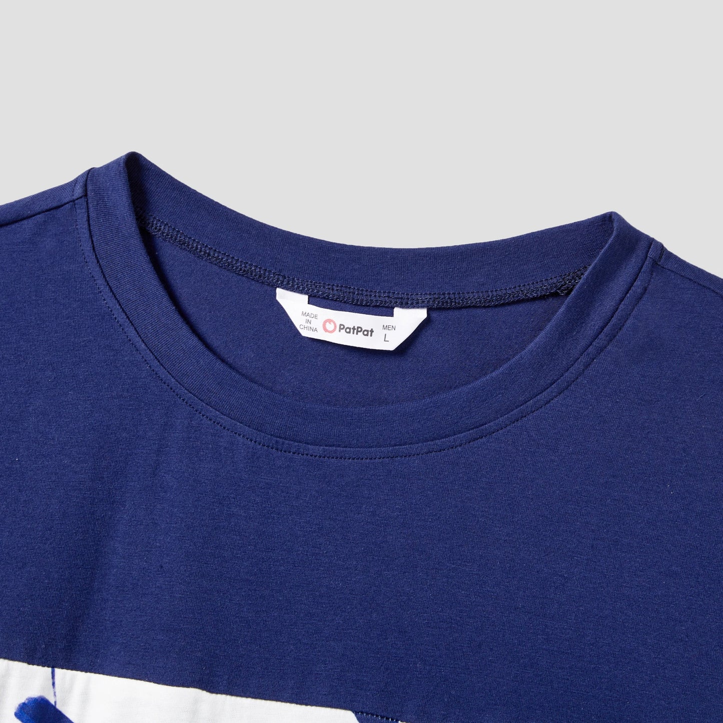 PatPat Family Matching Modern Blue and White Botanical Leaf Design Button Strap Dress and Color Block Tee Sets - PratSN