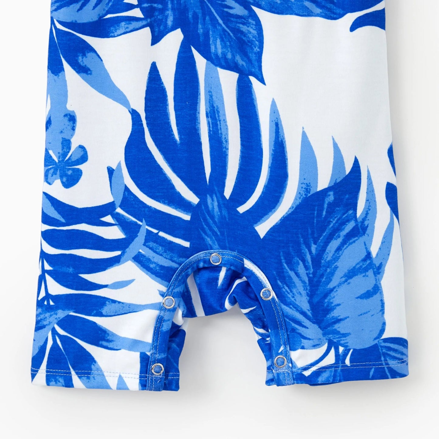 PatPat Family Matching Sets Blue Tropical Floral Panel Tee or Ruffle Neck Cross Back High - Low Strap Dress - PratSN