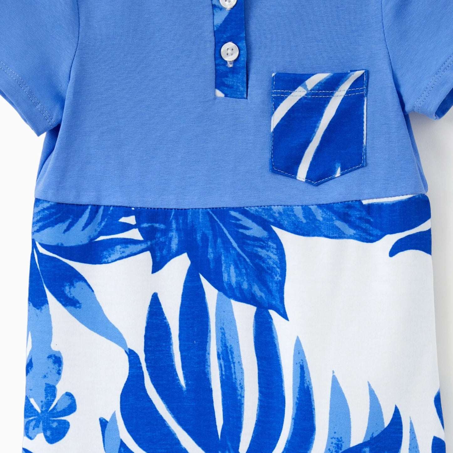 PatPat Family Matching Sets Blue Tropical Floral Panel Tee or Ruffle Neck Cross Back High - Low Strap Dress - PratSN