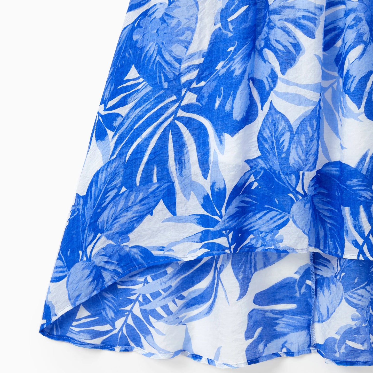 PatPat Family Matching Sets Blue Tropical Floral Panel Tee or Ruffle Neck Cross Back High - Low Strap Dress - PratSN