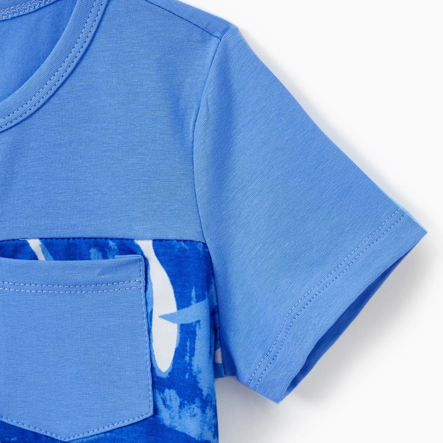 PatPat Family Matching Sets Blue Tropical Floral Panel Tee or Ruffle Neck Cross Back High - Low Strap Dress - PratSN