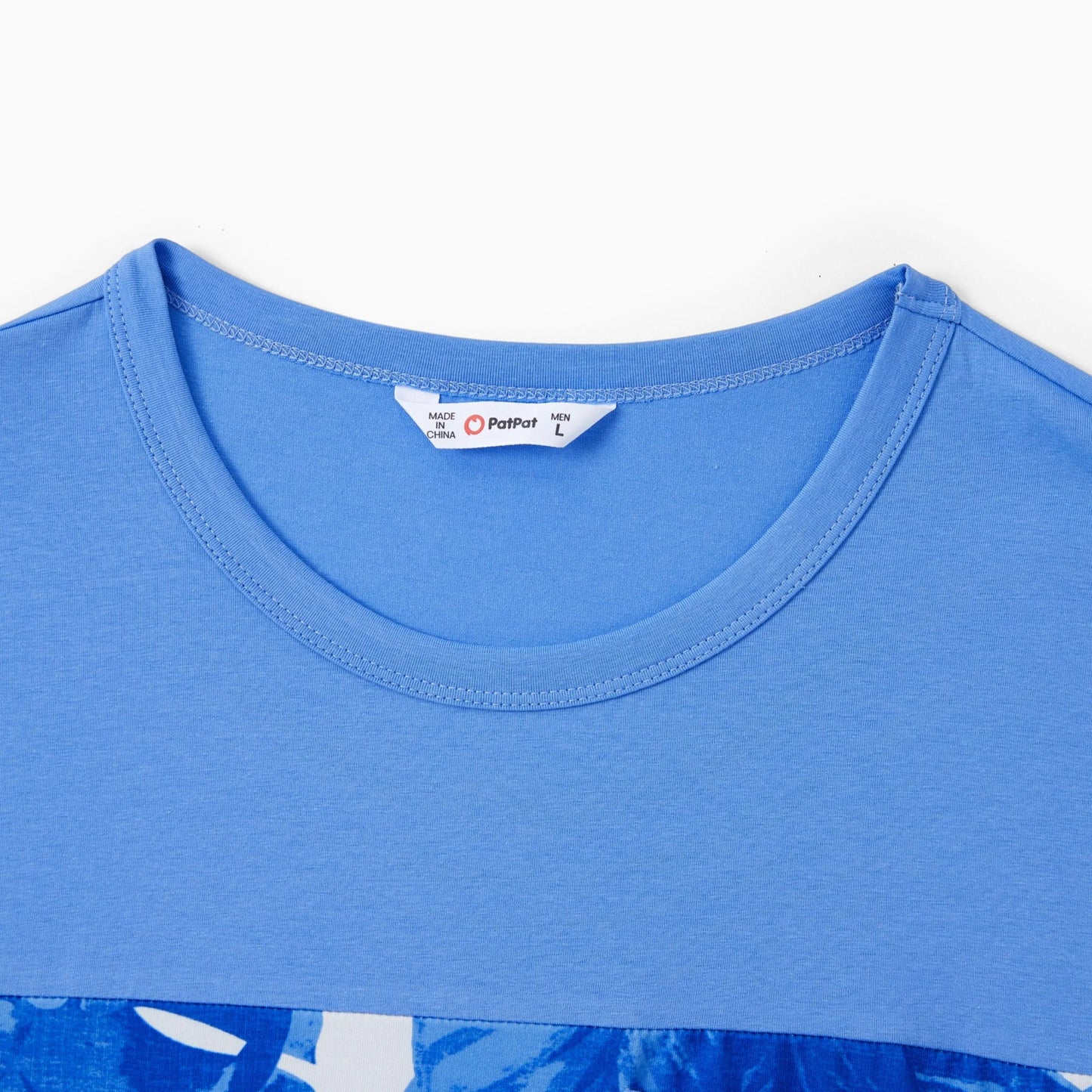 PatPat Family Matching Sets Blue Tropical Floral Panel Tee or Ruffle Neck Cross Back High - Low Strap Dress - PratSN